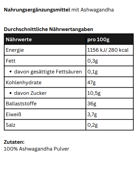 100% Ashwagandha Pulver