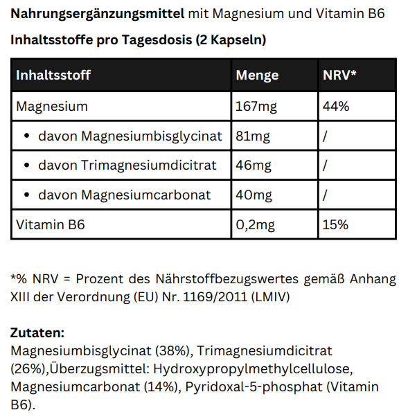 Magnesium Komplex + Vitamin B6 - 90 Kapseln
