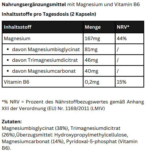 Magnesium Komplex + Vitamin B6 - 90 Kapseln
