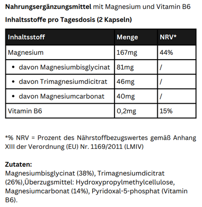 Magnesium Komplex + Vitamin B6 - 90 Kapseln